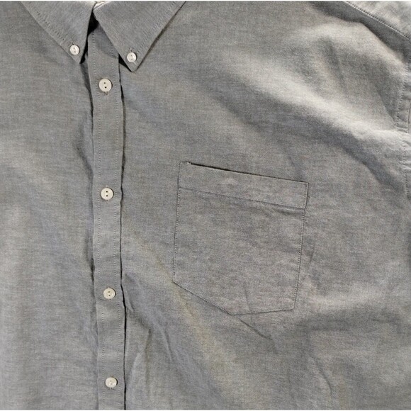 Foundry Shirt Men's 5XL Short Sleeve Gray Oxford Cotton Button Down Pocket - Picture 3 of 12